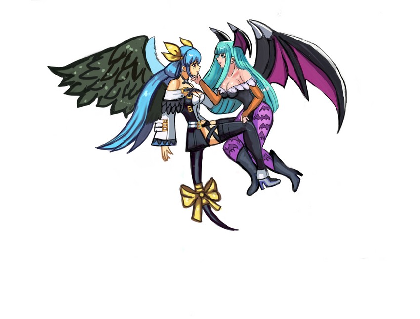 morrigan aensland and dizzy (guilty gear and 1 more) drawn by totsugay