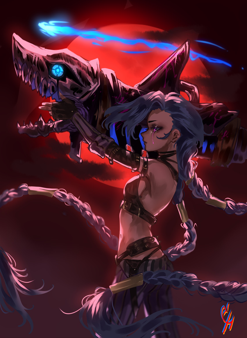 jinx and arcane jinx (league of legends and 1 more) drawn by coconuthound