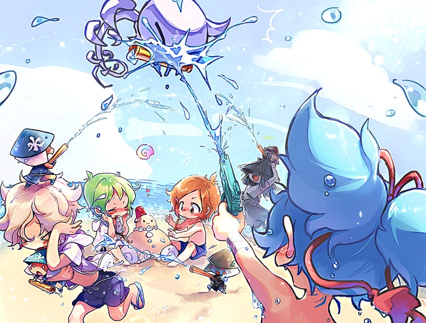 gokotai, sayo samonji, houchou toushirou, mouri toushirou, enemy tantou, and 3 more (touken ranbu) drawn by anmofu