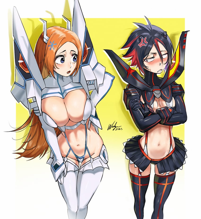 matoi ryuuko, senketsu, kiryuuin satsuki, junketsu, kuchiki rukia, and 1 more (kill la kill and 1 more) drawn by waligner