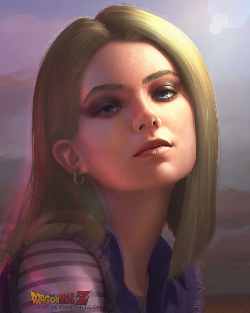 android 18 (dragon ball and 1 more) drawn by artofkimonas