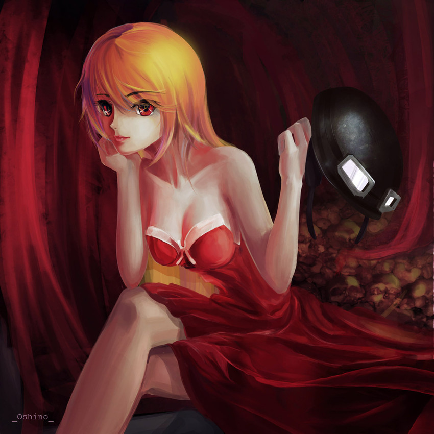 oshino shinobu and kiss-shot acerola-orion heart-under-blade (monogatari and 2 more) drawn by ushas
