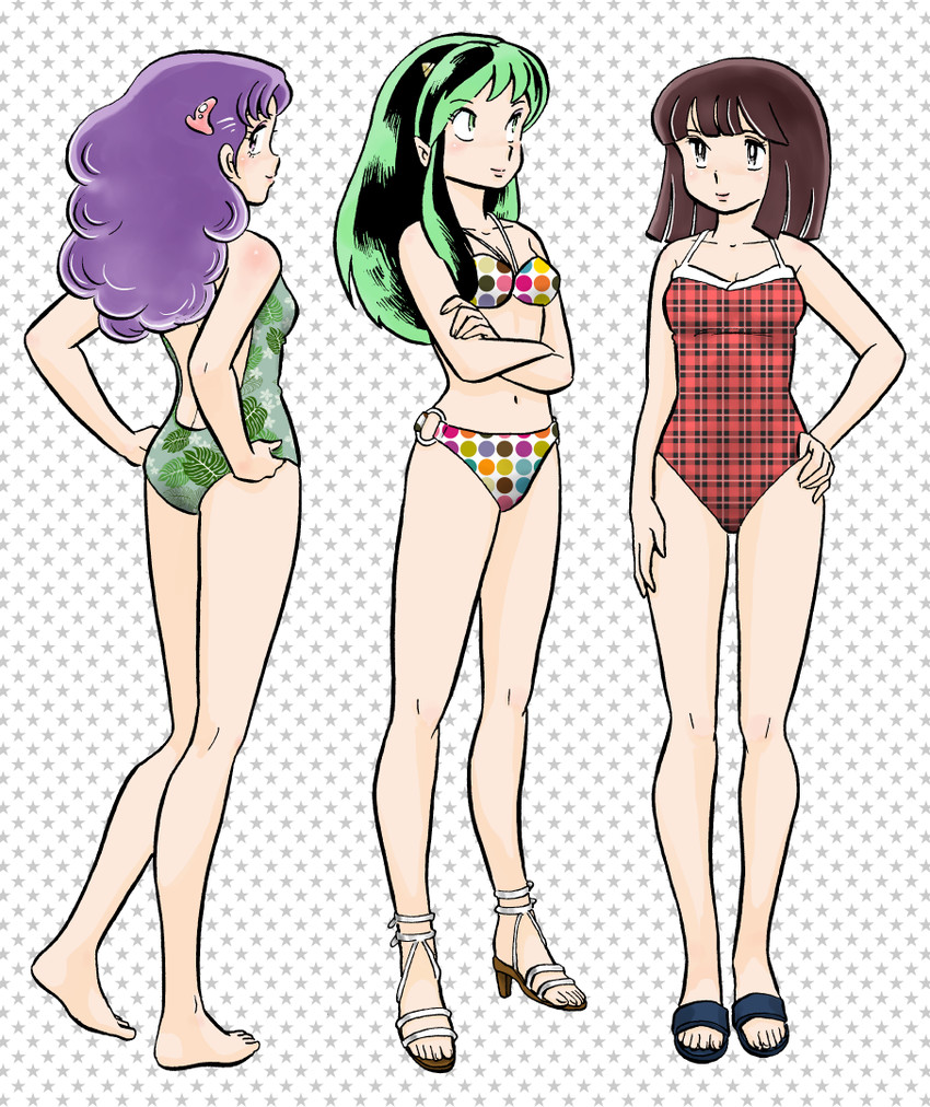 lum, ran, and miyake shinobu (urusei yatsura) drawn by uesuto_(westriver)