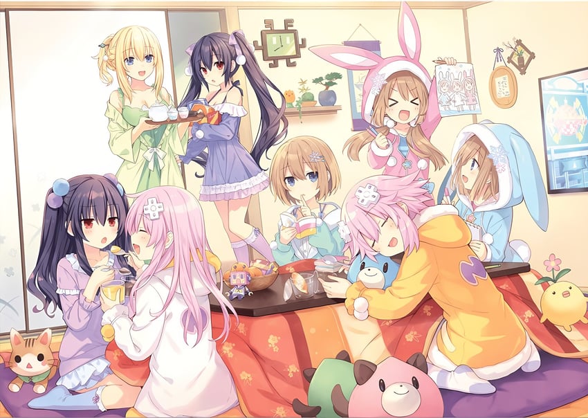 neptune, noire, nepgear, blanc, vert, and 5 more (neptune) drawn by tsunako
