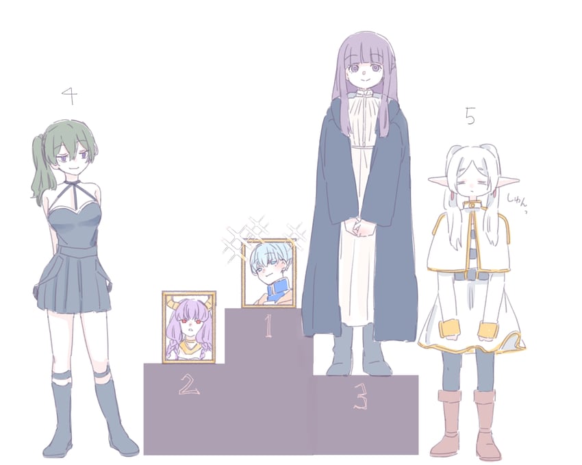 frieren, fern, ubel, himmel, and aura (sousou no frieren) drawn by seila_rei