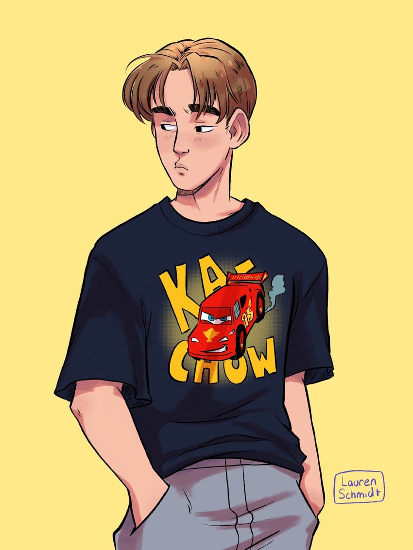 fujiwara takumi and lightning mcqueen (initial d and 1 more) drawn by lauren_schmidtt