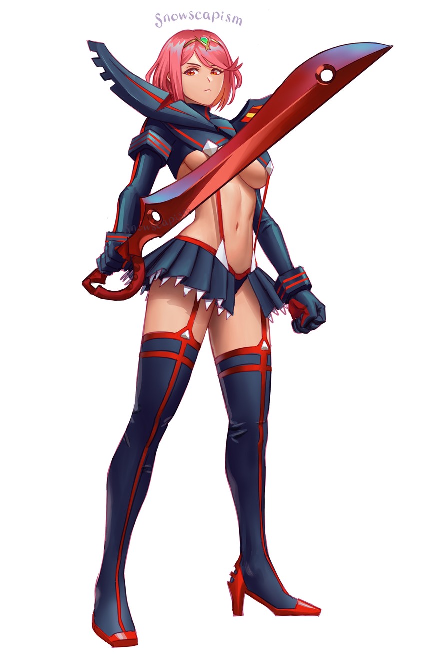 matoi ryuuko, pyra, and senketsu (xenoblade chronicles and 2 more) drawn by snowscapism