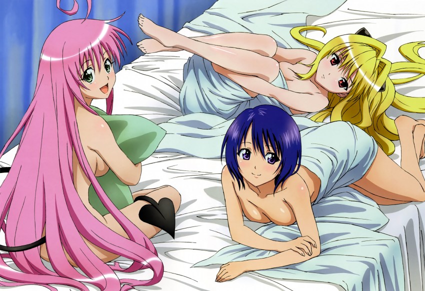 konjiki no yami, lala satalin deviluke, and sairenji haruna (to love-ru) drawn by kutsuzawa_youko