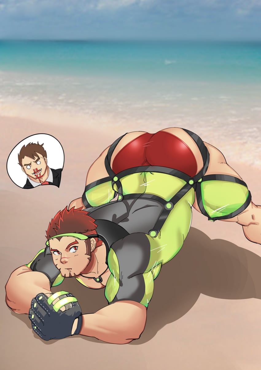 akashi and male protagonist (live a hero) drawn by mecata