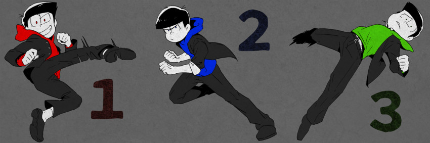 matsuno osomatsu, matsuno karamatsu, and matsuno choromatsu (osomatsu and 1 more) drawn by kame_(kame340)