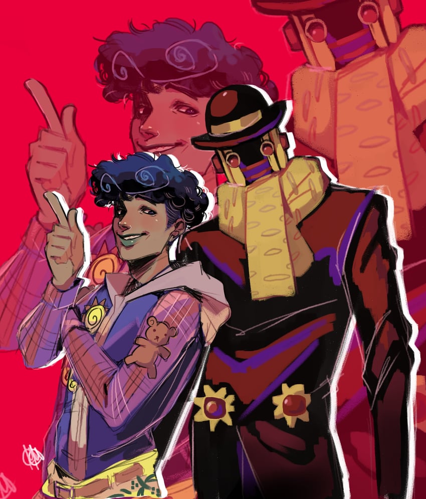 tooru and wonder of u (jojo no kimyou na bouken and 1 more) drawn by martycesar
