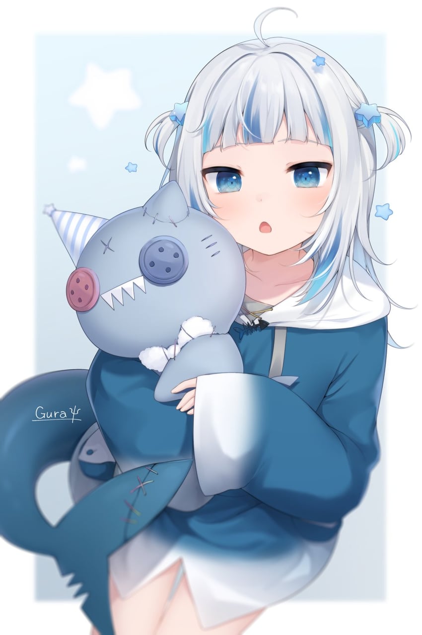 gawr gura (hololive and 1 more) drawn by amashiro_natsuki