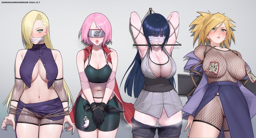haruno sakura, hyuuga hinata, yamanaka ino, and temari (naruto and 1 more) drawn by gorgeous_mushroom