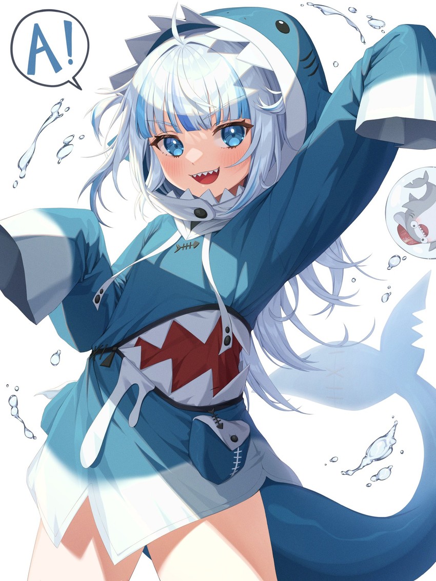 gawr gura and bloop (hololive and 1 more) drawn by xiho_(xi_ho_)