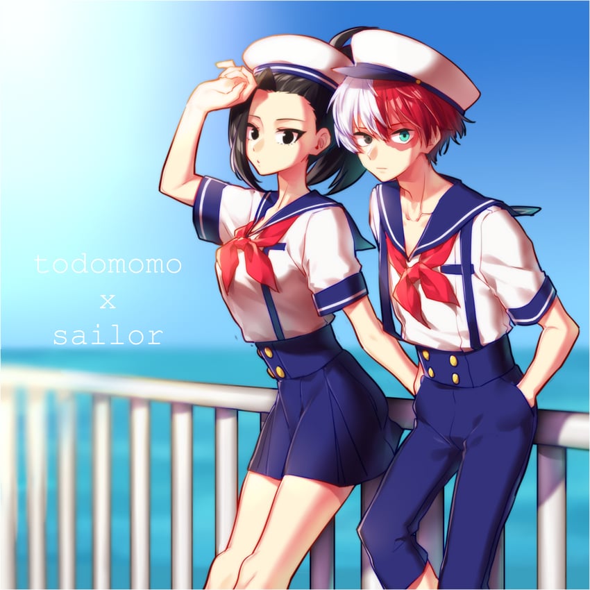 todoroki shoto and yaoyorozu momo (boku no hero academia) drawn by ktn0515