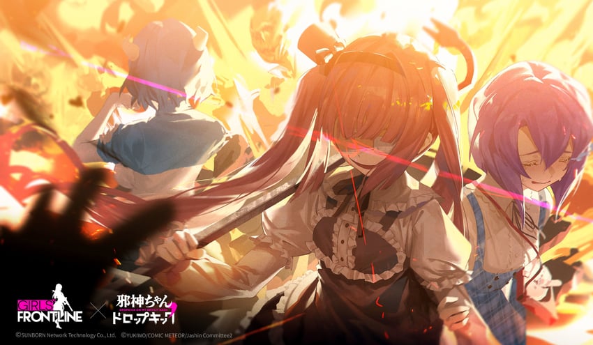 hanazono yurine, minos, medusa, and elid (girls' frontline and 1 more)