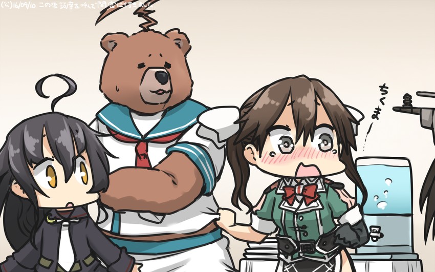 nagato, kuma, tone, mikazuki, and tone kai ni (kantai collection) drawn by hamu_koutarou