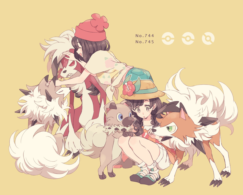 selene, lycanroc, and rockruff (pokemon and 2 more) drawn by komasawa_(fmn-ppp)