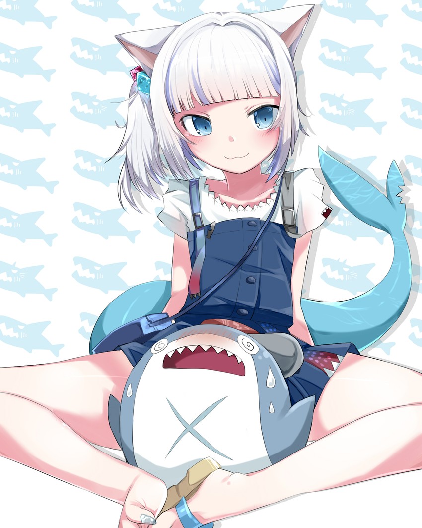 gawr gura and bloop (hololive and 1 more) drawn by mafuri