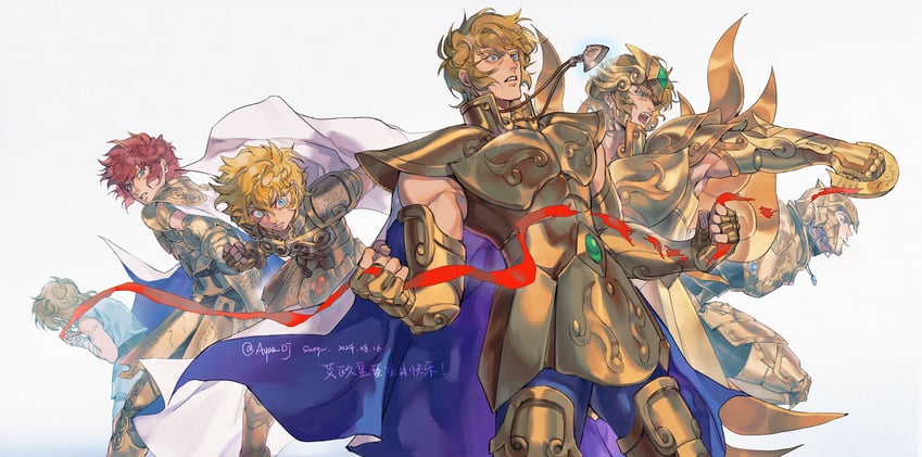 leo aiolia (saint seiya and 2 more) drawn by ayaa_dj