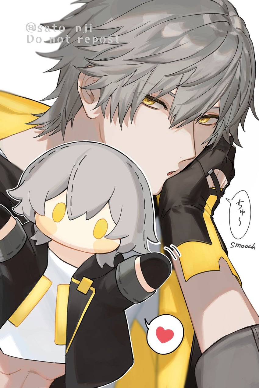 trailblazer and caelus (honkai and 1 more) drawn by sato_nji