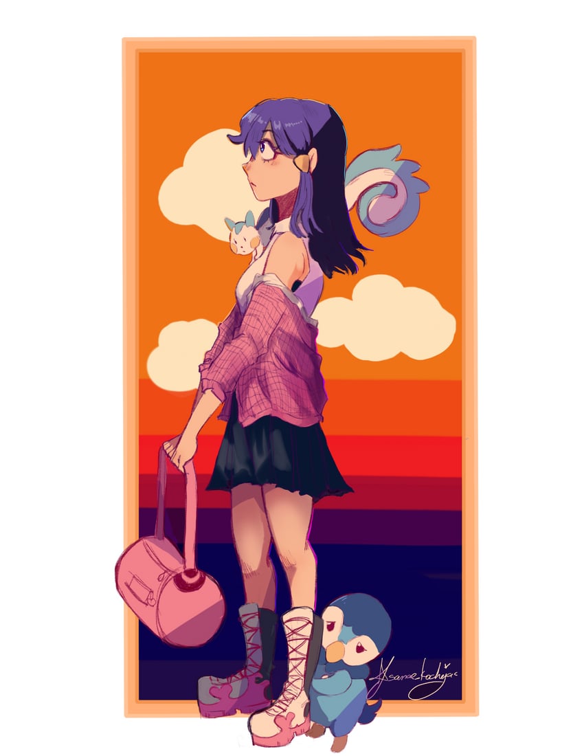 dawn, piplup, and pachirisu (pokemon and 1 more) drawn by sanae_kochiyas