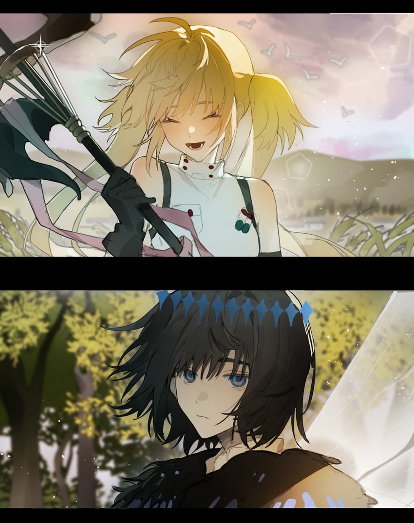 artoria pendragon, artoria caster, and oberon (fate and 1 more) drawn by f3000_kiara