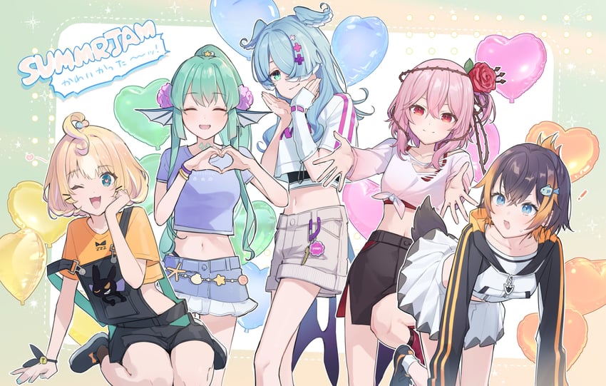 elira pendora, finana ryugu, petra gurin, millie parfait, rosemi lovelock, and 1 more (nijisanji and 1 more) drawn by tiimukai