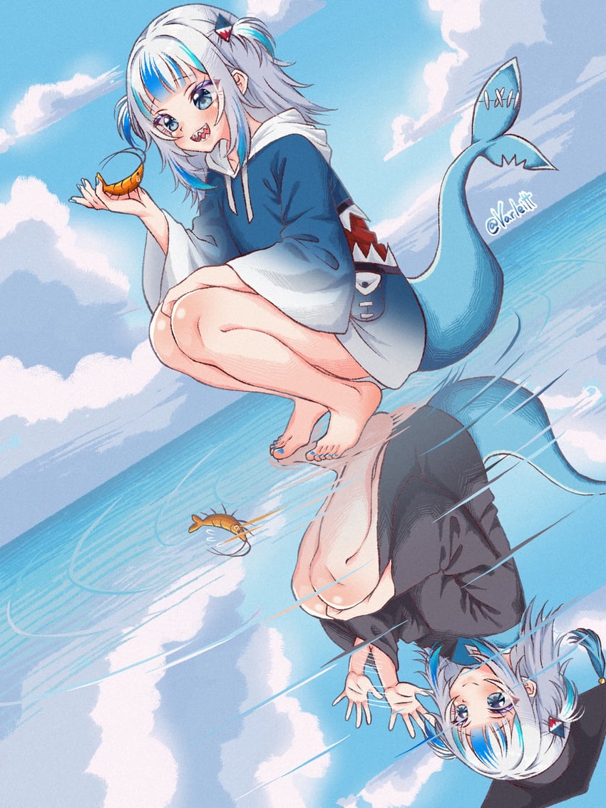 gawr gura and ebi-chan (hololive and 1 more) drawn by varliet