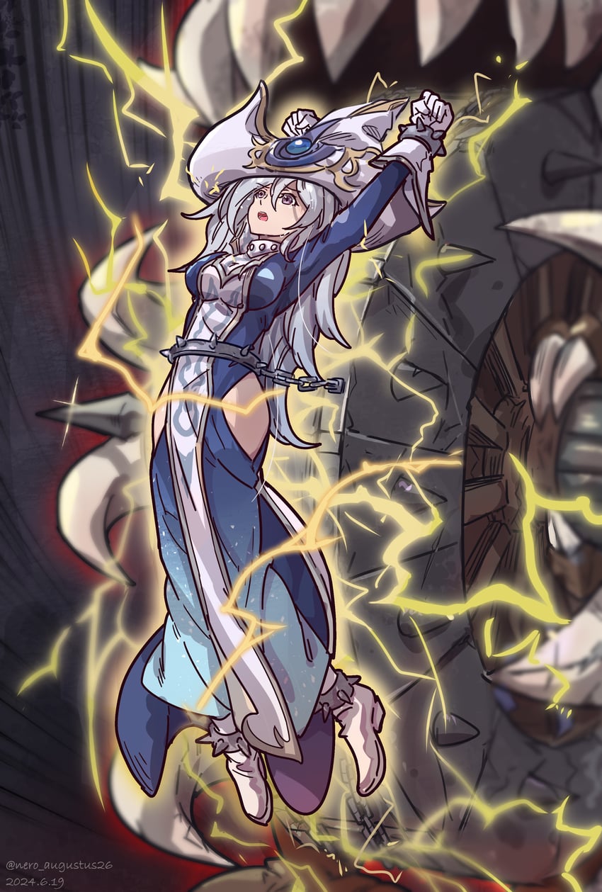 silent magician and nightmare wheel (yu-gi-oh!) drawn by nero_augustus