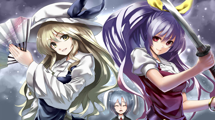 watatsuki no yorihime, watatsuki no toyohime, and reisen (touhou) drawn by takemori_shintarou