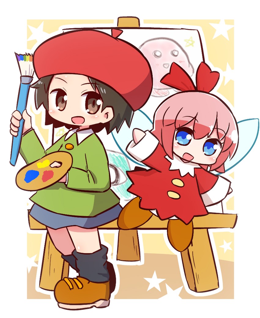adeleine, ribbon, and batamon (kirby and 1 more) drawn by naga_u