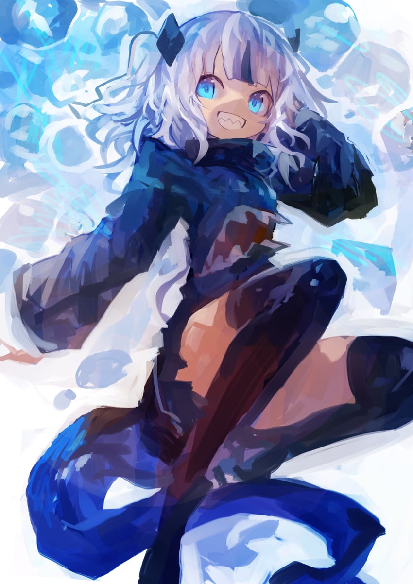 gawr gura (hololive and 1 more) drawn by kaamin_(mariarose753)