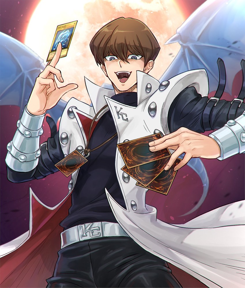 kaiba seto and blue-eyes white dragon (yu-gi-oh! and 1 more) drawn by jigoku_meguri