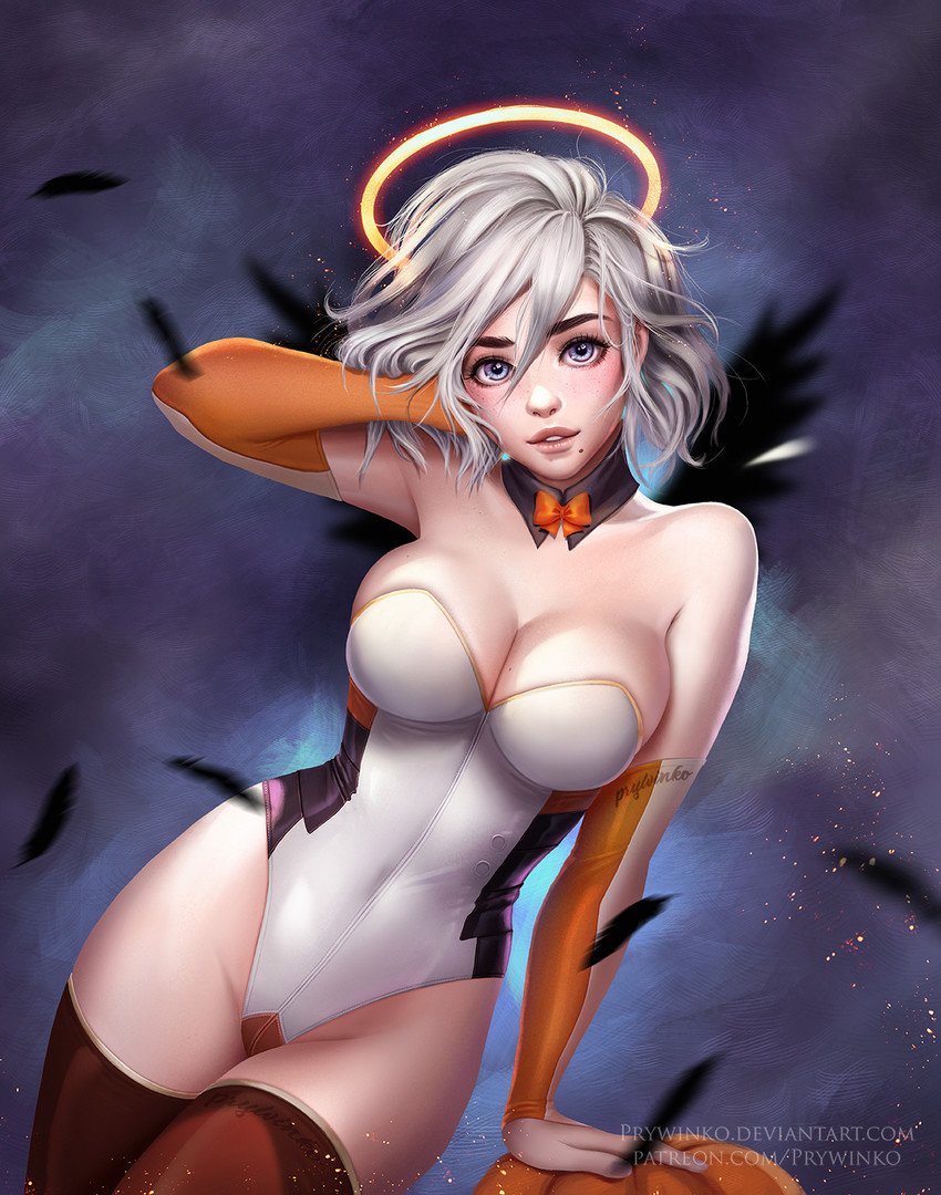2b and mercy (overwatch and 3 more) drawn by prywinko