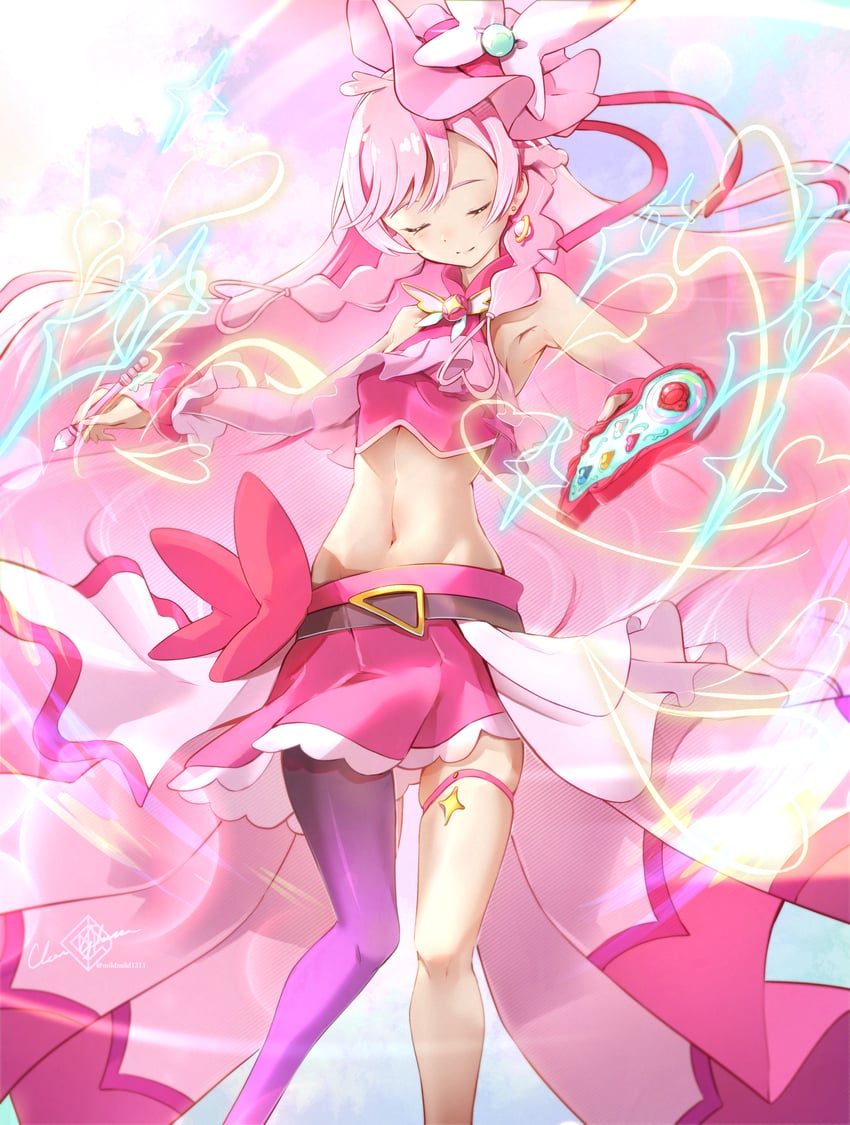 nijigaoka mashiro, cure prism, and cure butterfly (precure and 1 more) drawn by clear_glass_(mildmild1311)