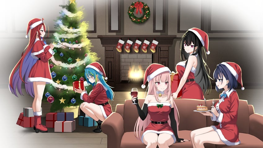 mori calliope, ouro kronii, elizabeth rose bloodflame, kuroha arya, and aotsuki remia (hololive and 3 more) drawn by raikkonen