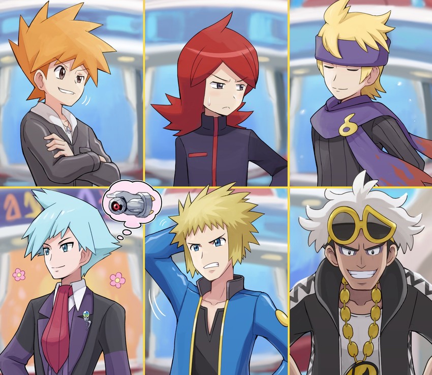blue oak, silver, steven stone, guzma, morty, and 2 more (pokemon and 5 more) drawn by pokemoa