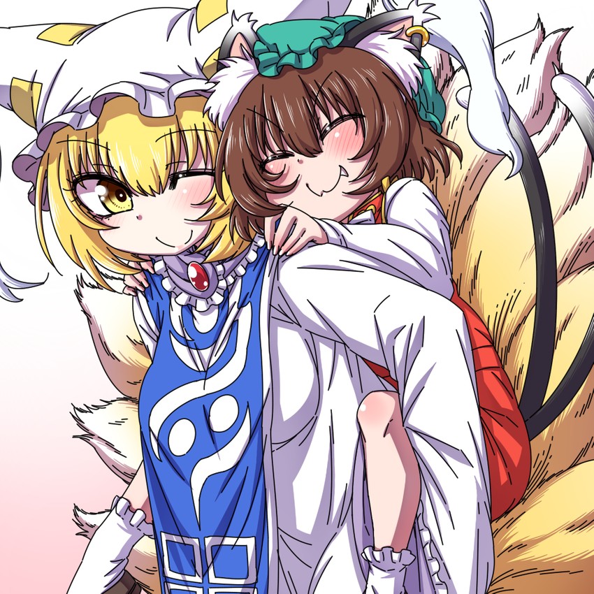 yakumo ran and chen (touhou) drawn by hanya_(hanya_yashiki)