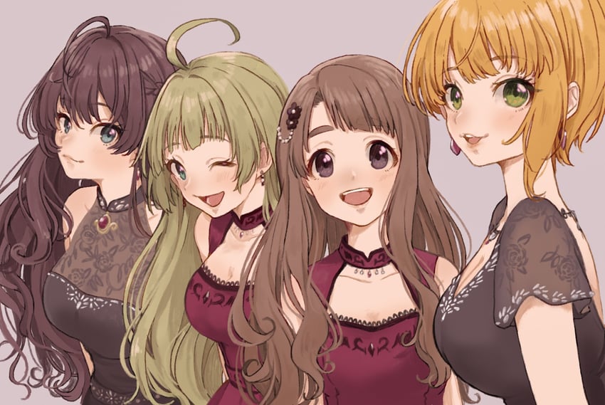 ichinose shiki, miyamoto frederica, shimabara elena, and miyao miya (idolmaster and 4 more) drawn by tanupon