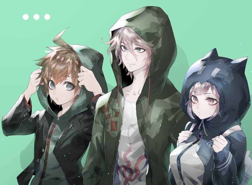 nanami chiaki, komaeda nagito, and naegi makoto (danganronpa and 2 more) drawn by u_u_ki_u_u
