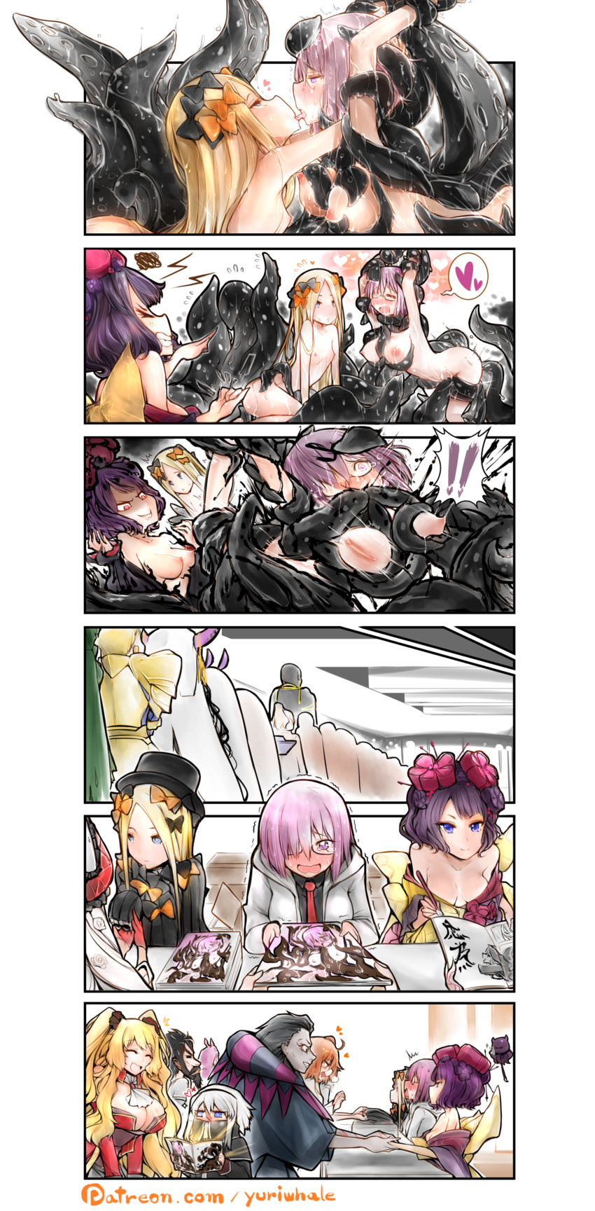 mash kyrielight, fujimaru ritsuka, abigail williams, gilgamesh, nitocris, and 12 more (fate and 1 more) drawn by yuriwhale