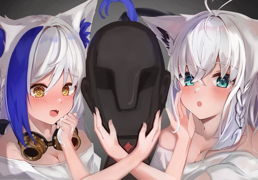 shirakami fubuki and aomiya yozuri (hololive and 1 more) drawn by siyara_amau