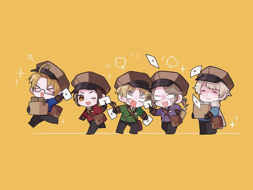 america, united kingdom, russia, china, and france (axis powers hetalia) drawn by to_min_xxx