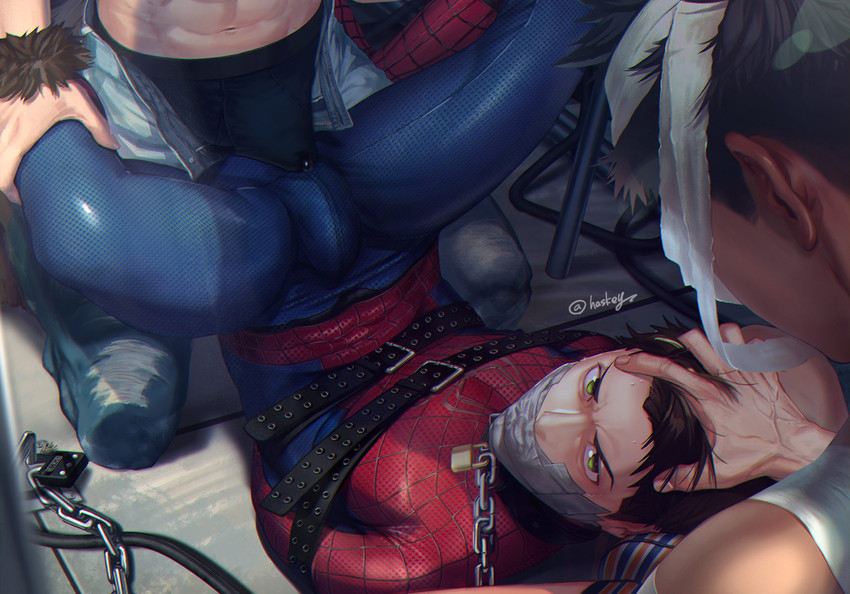 spider-man and peter parker (marvel and 1 more) drawn by watari_yuu_(haskey)