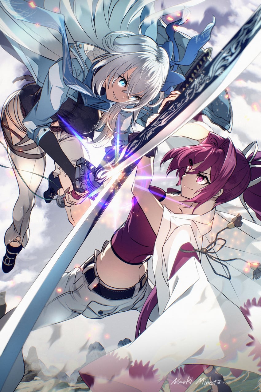 shizuna rem misurugi and yuzuriha (eiyuu densetsu and 2 more) drawn by mineta_naoki