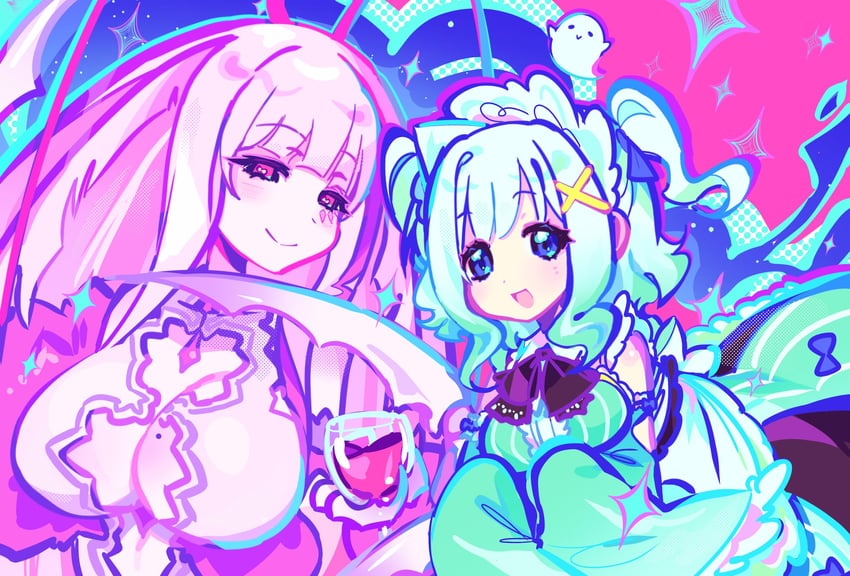 mint fantome and matara kan (indie virtual youtuber and 1 more) drawn by anzu_(anzuhan)
