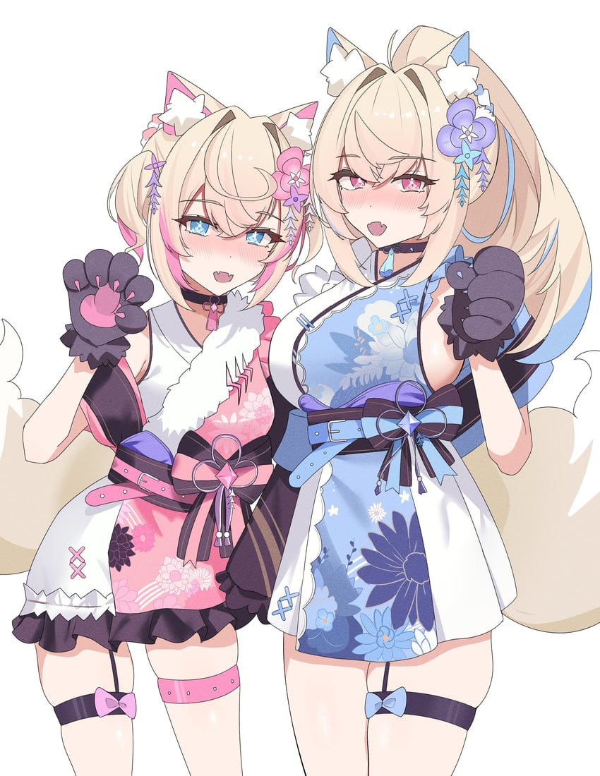 fuwawa abyssgard and mococo abyssgard (hololive and 1 more) drawn by sasaki_ikuya