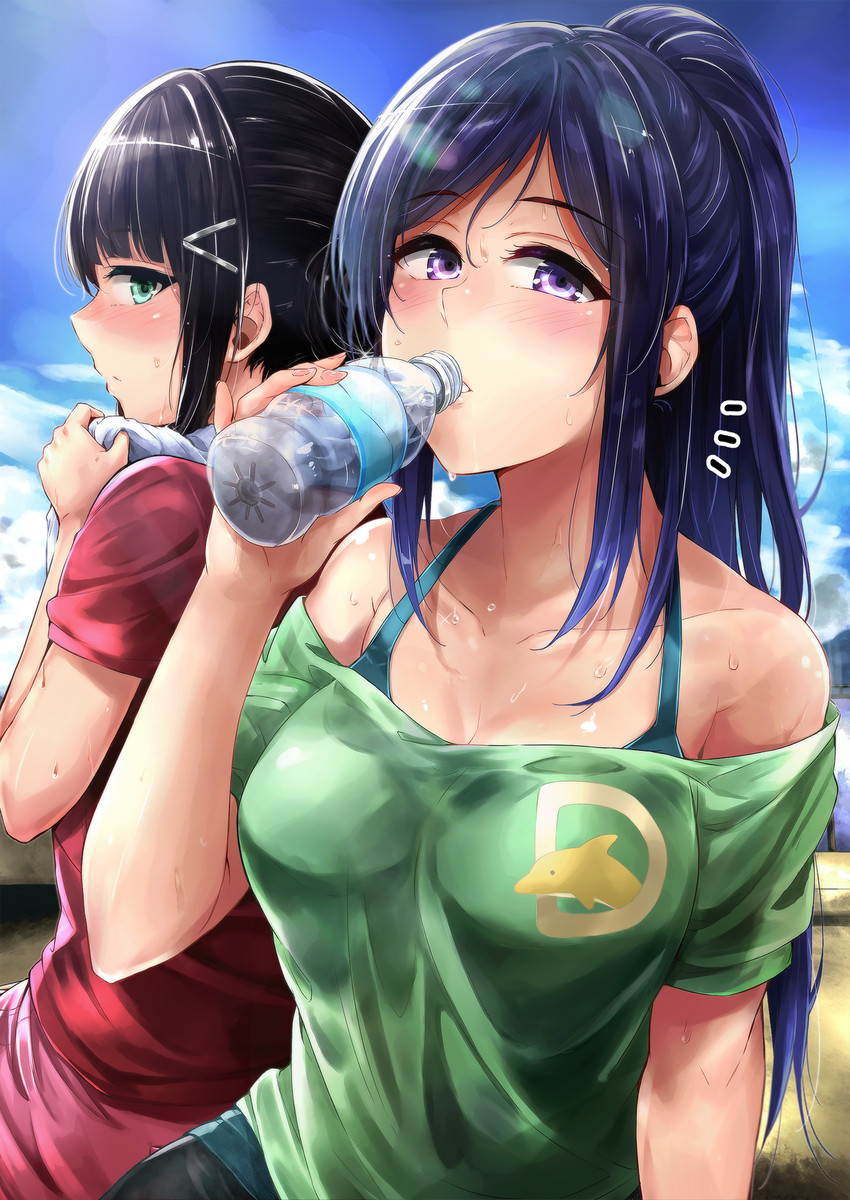 matsuura kanan and kurosawa dia (love live! and 1 more) drawn by napo8593