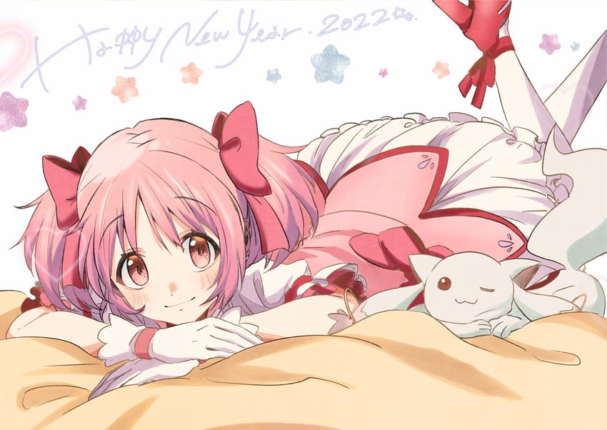 kaname madoka and kyubey (mahou shoujo madoka magica) drawn by chabashiramon